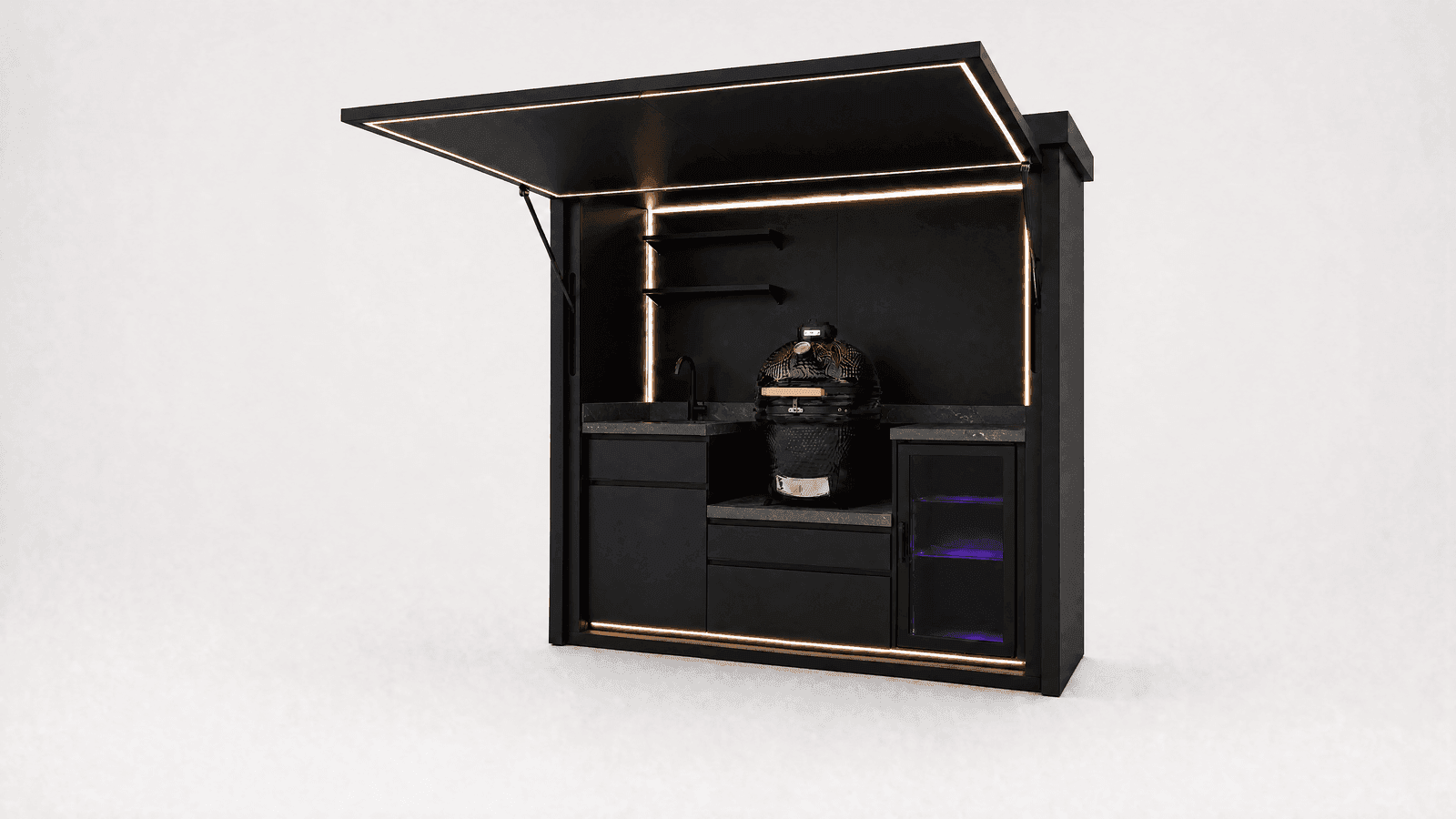 Mini Pod with kamado setup in black finish